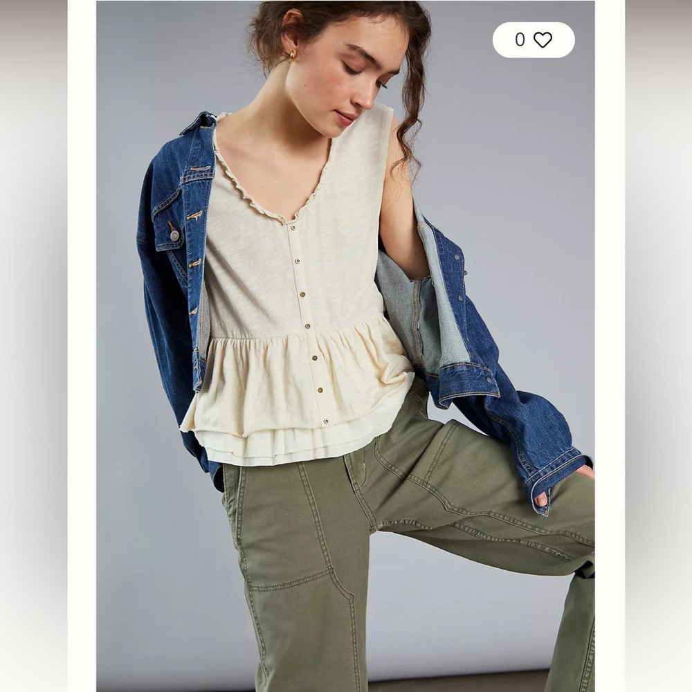 Pilcro - Chrissy Babydoll Top (Green)